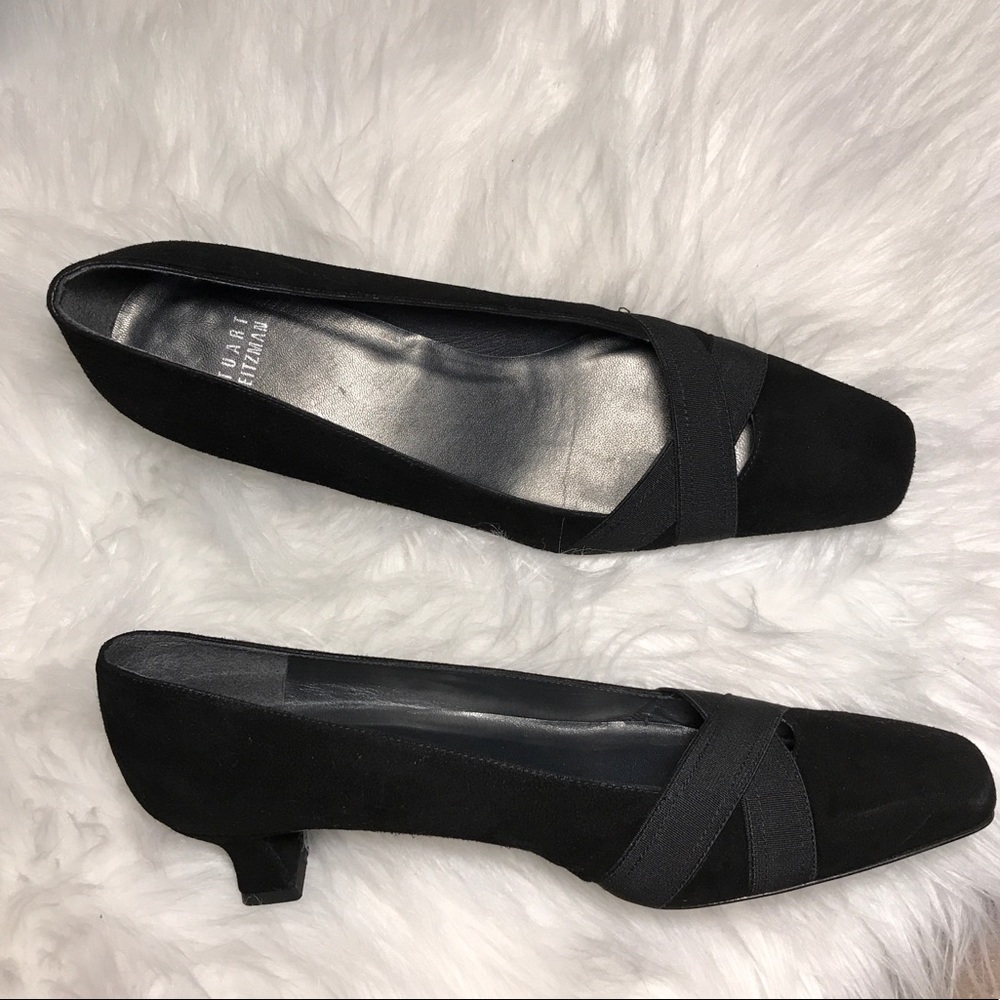 Stuart Weitzman Suede Pointed Square-Toe Pumps 8M